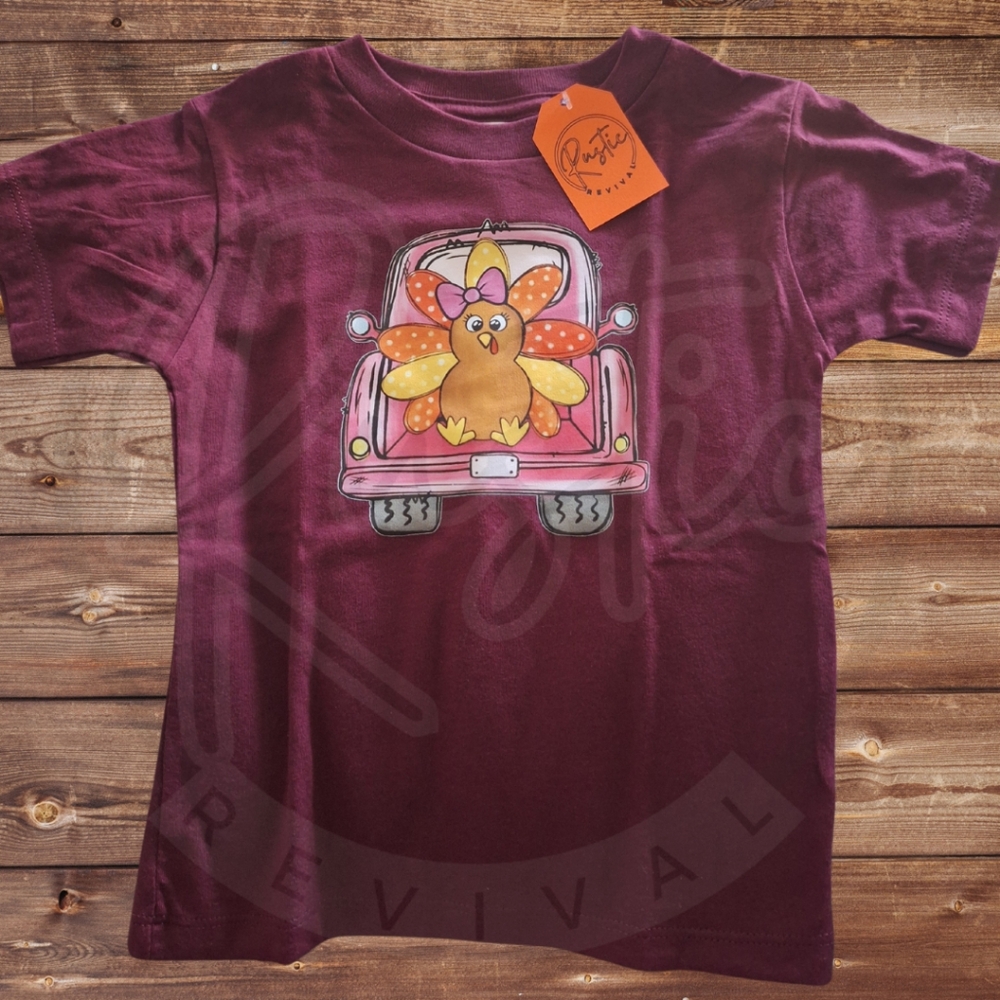 Toddler girls maroon Thanksgiving shirt